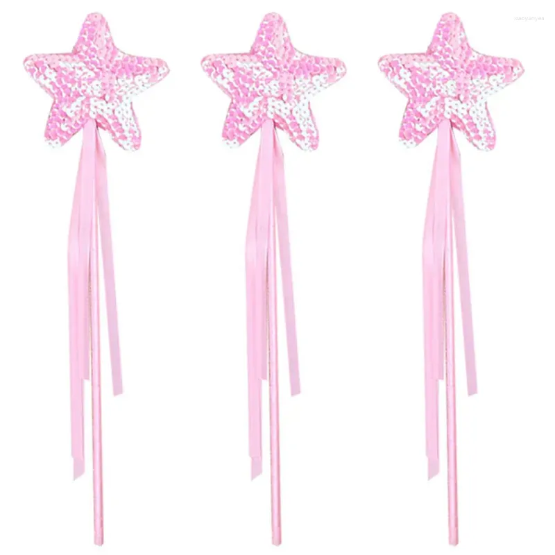 Party Decoration 3Pcs Star-Shaped Fairy Wands Ribbon Design Rod Toys Sticks Ornaments Girl Birthday Gift Props