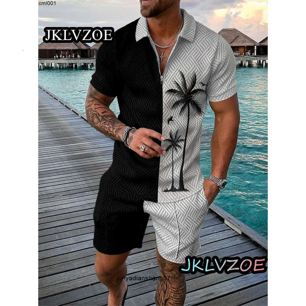 Spring New Mens Cyfrowe wydrukowane krótkie szorty z krótkim rękawem mody Sport Sport Casual Set 1HXJ