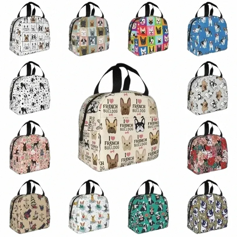 hot Sale French Bulldog Lunch Bag For Men Women Portable Warm Cooler Insulated Lunch Box For Work School Picnic Food Tote Bags 167H#