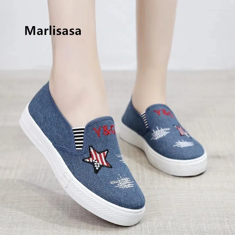 カジュアルシューズMarlisasa Chaussures Plates Femmes Women Classic High Quality Sprink on Flat Platform Lady Canvas F5232