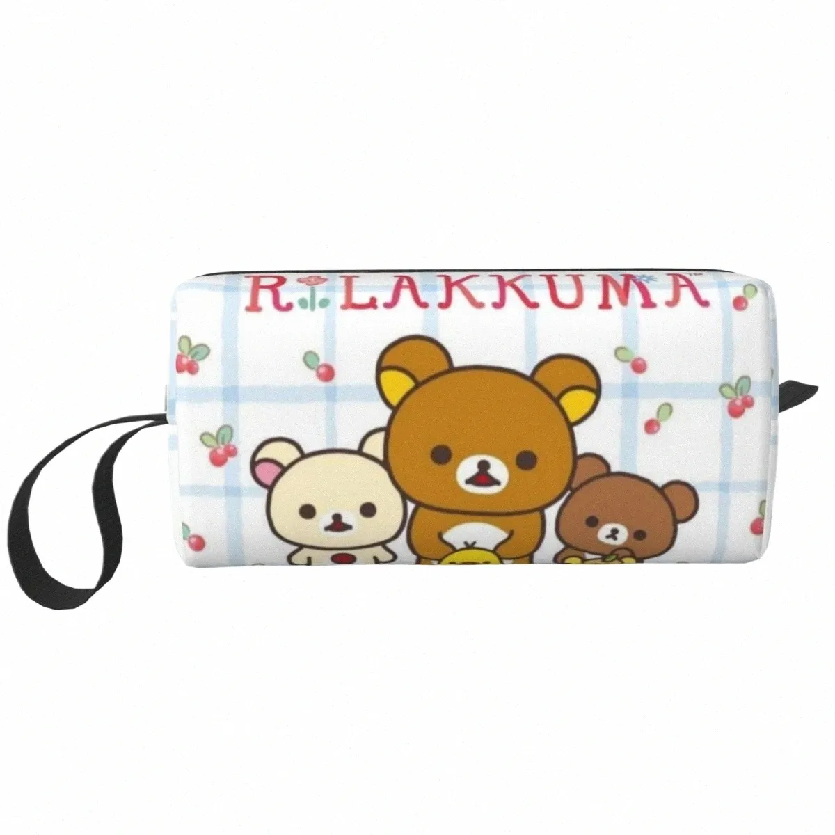 custom Rilakkuma Cherry Toiletry Bag for Women Carto Animati Makeup Cosmetic Organizer Ladies Beauty Storage Dopp Kit Case y4Px#