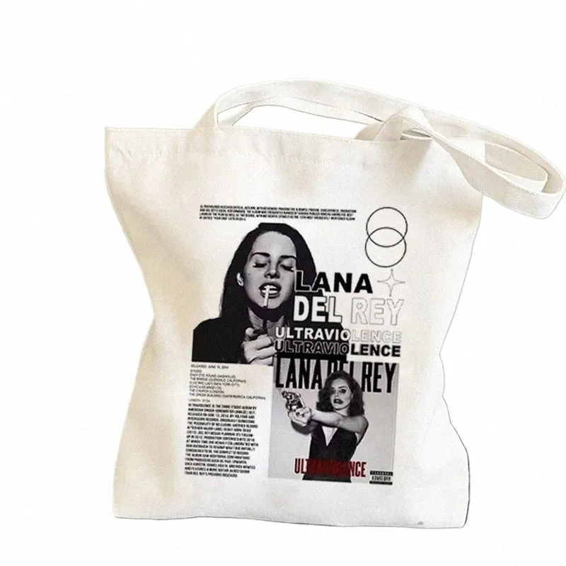 Lana Del Rey Imprimé Fans Sacs Épaule BagWomen Shopper Shop Sacs Filles Carto Toile Fans Sac À Main Haute Capacité Sac Fourre-tout q6p3 #