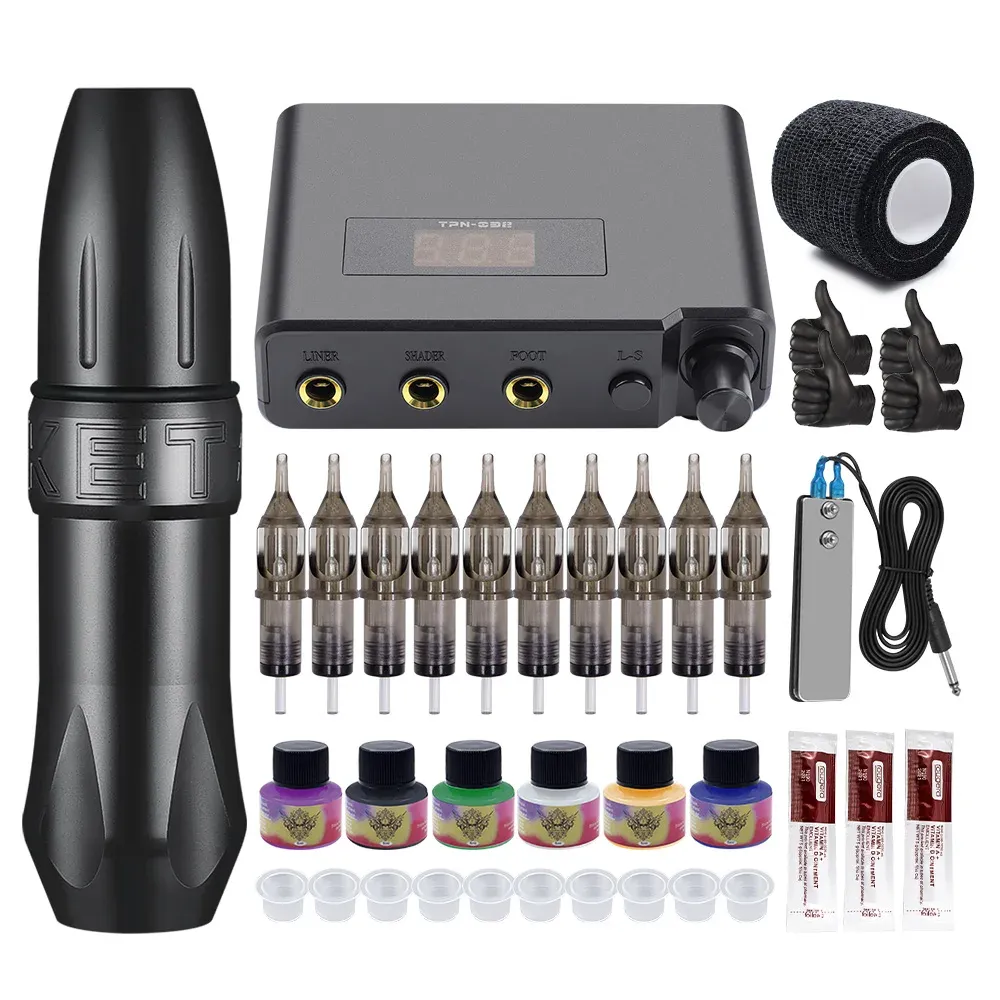 Machine complète tatouage hine kit tatouage rotary stylo hine maquillage permanent aiguille tatouage art cartot de tatouage pour tatouage art corporel