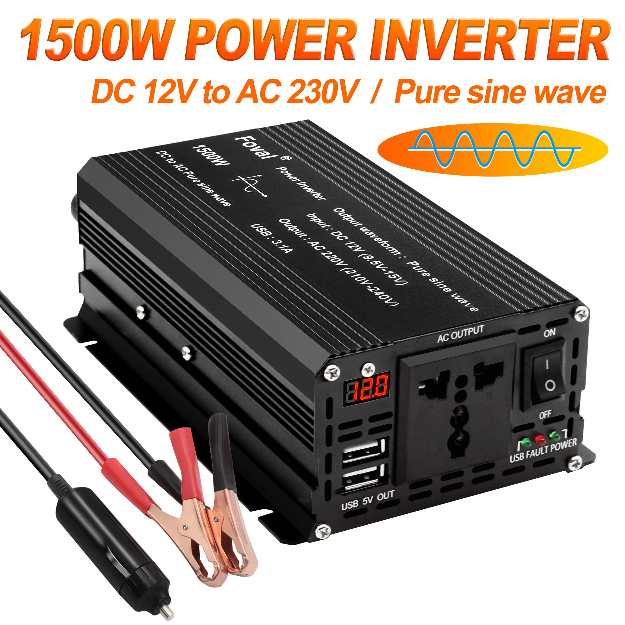 Spanningsomvormer Inverter PRO 24V naar 230V 300W / 600W Gemodificeerde