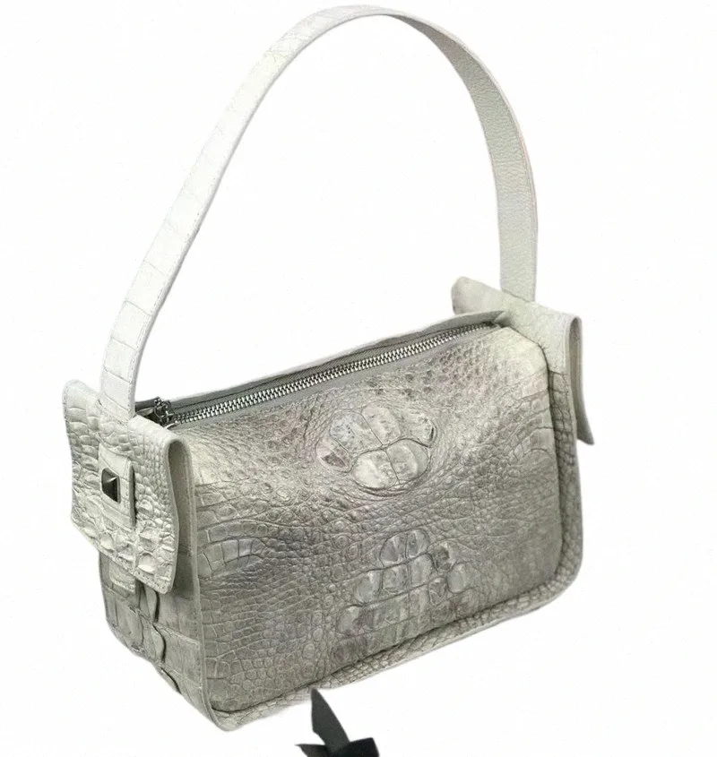 Authentique peau de crocodile exotique dame oreiller sac à main véritable alligator en cuir femmes sac à bandoulière unique femme poignée supérieure sac à main Y885 #