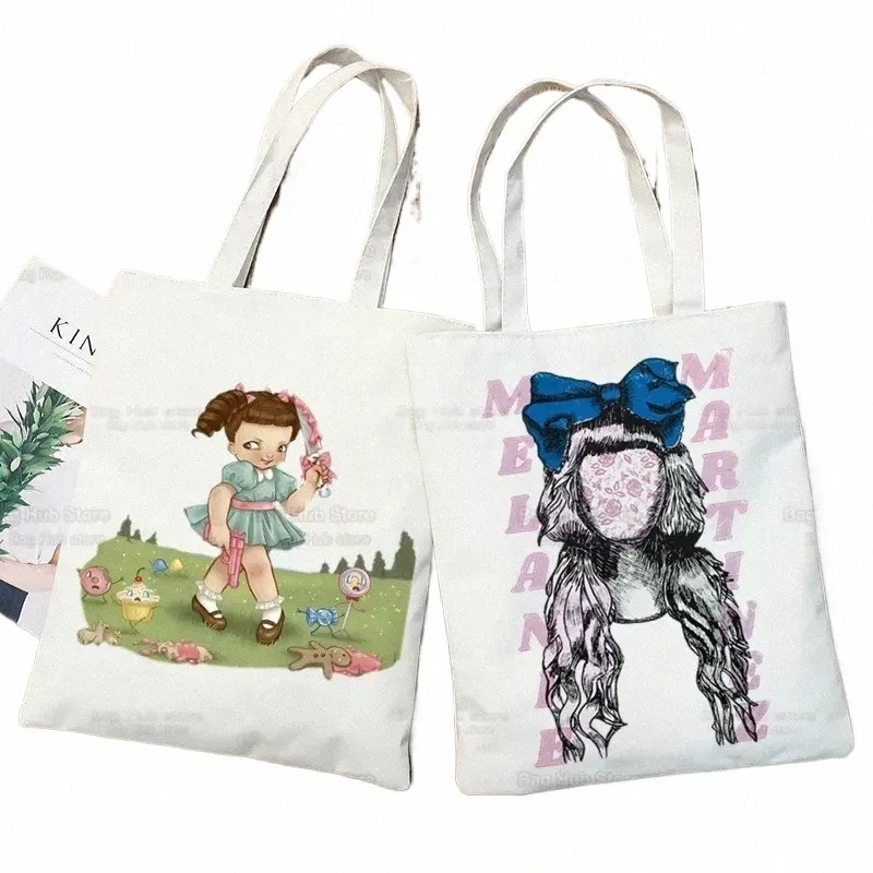 kawaii K-12 Melanie Martinez Y2K Canvas Shoulder Bag Canvas Tote Eco Shop Bag Tote Bag Casual HandBag Daily Use H1yq#