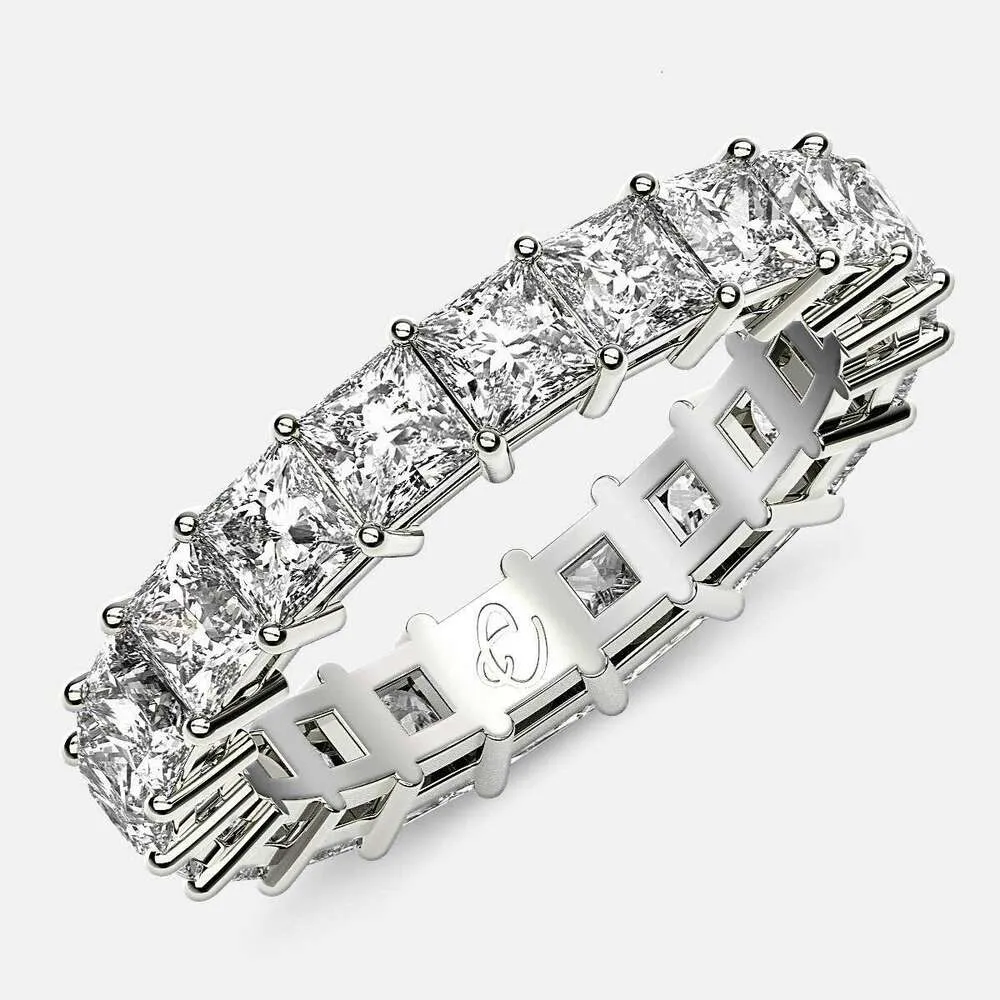 Hailer Joyas Ladies vvs d White Gemstone Rings Sterling Sier Princess Cut Moissanite Beaternity Ring لمجموعة المجوهرات