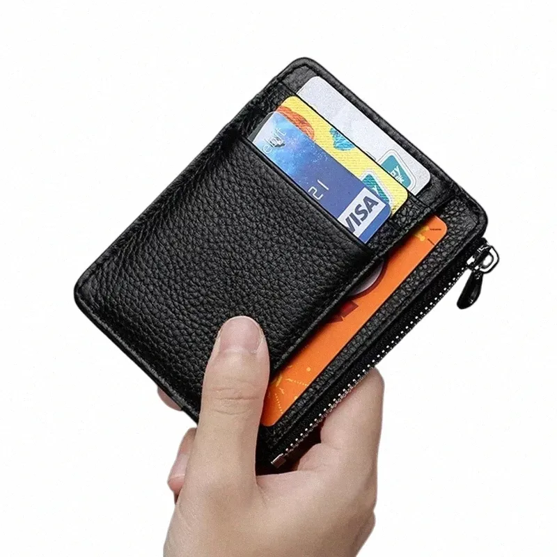 Man Prustes Ultra-Shin Zipper Mini Busin Bank Credit Card Wallet Black Women Small Coin Cark Cover Cardholder Bags C5YH＃