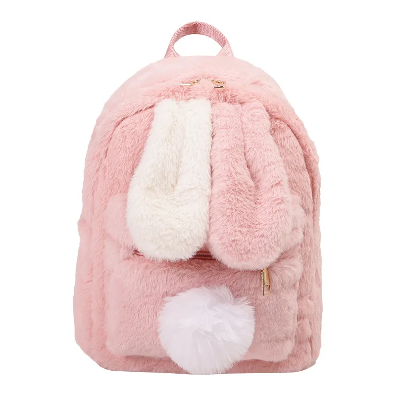 DHgate.com:2024Plush Rabbit Ears Fashion Mini Backpack, Cute