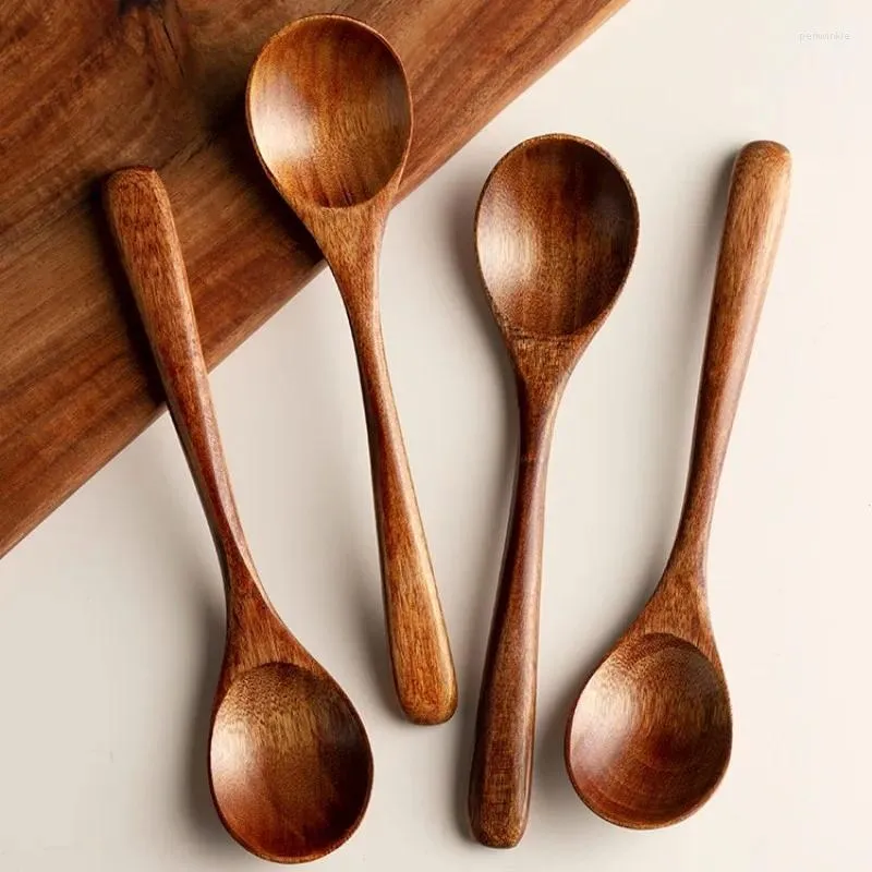 Spoons Kitchen Bar Supplies Four Piece Pack Wooden Creative Simple Soup Spoon Suitable For Honey Drinking Coffee Reusable