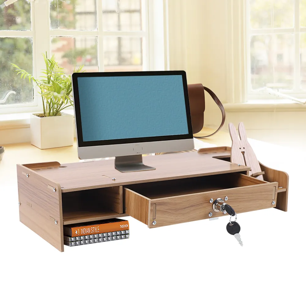 Wood Monitor Riser With Drawer Computer/Laptop/PC Stand For Desk ...