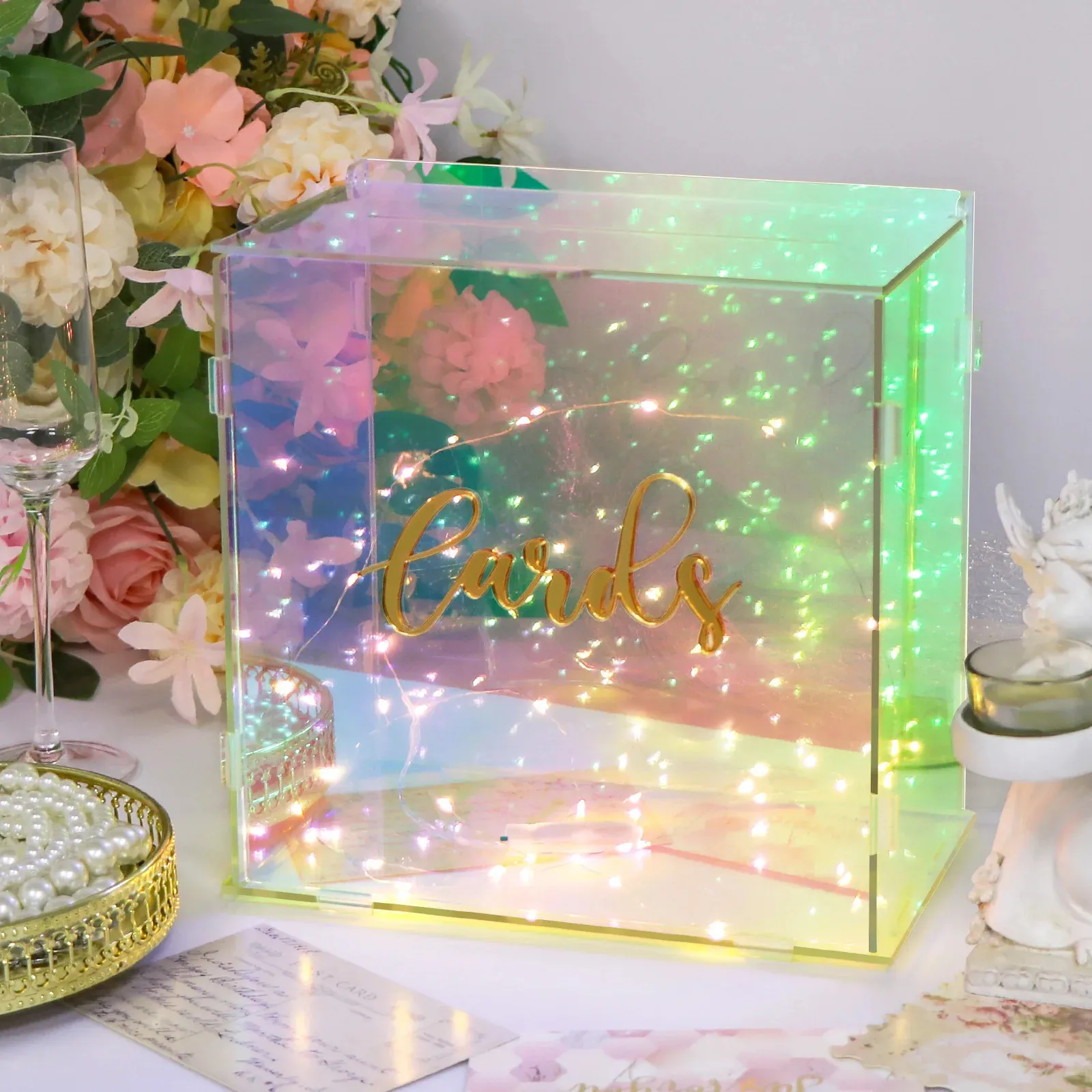 Wedding Card Box Acrylic Transparent Card Boxes Colorful With 2M String  Lights For Anniversary Birthday Party Baby Shower Decor 240325 De 29,25 € |  DHgate, image size:1600x1600
