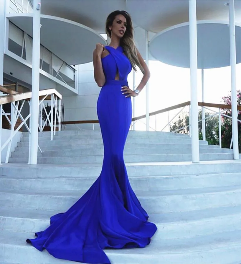 Femmes robe De soirée robes Sexy solide bleu mince longue robe femmes robes mode robe De soirée Vestido De Fiesta4883006