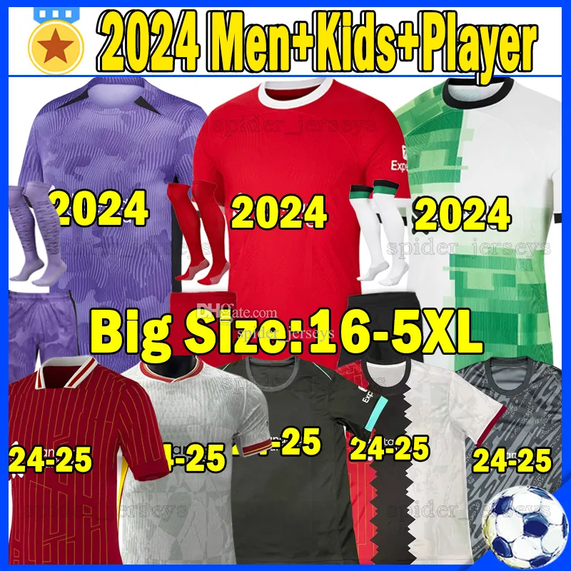 4XL 5XL 2024 DARWIN Soccer Jerseys M.SALAH MAC ALLISTER THIAGO GAKPO SZOBOSZLAI LUIS DIAZ VIRGIL DIOGO J. Player Version Football Shirt A.BECKER Goalkeeper Men Kids Kit