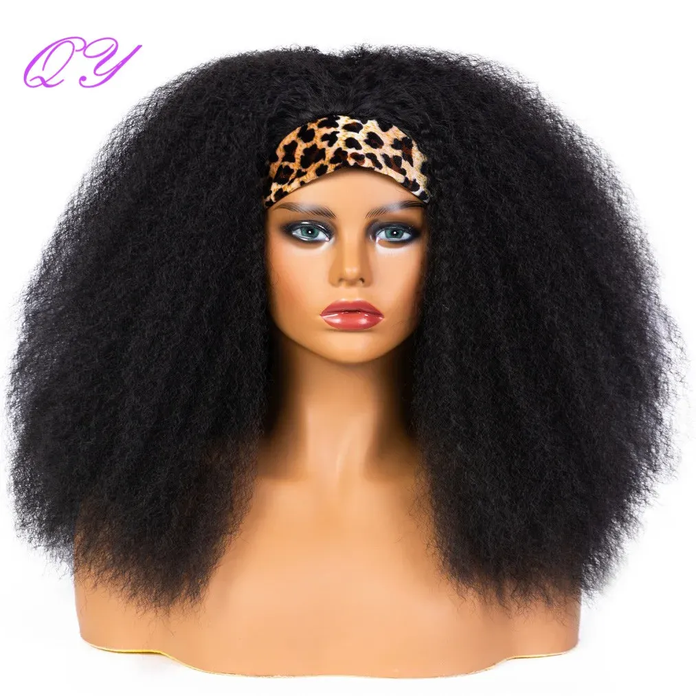 Peruki qy Włosy duże afro perwersyjne krwawe pasma na głowę peruki dla kobiet syntetyczne peruki włosy turban fryzura