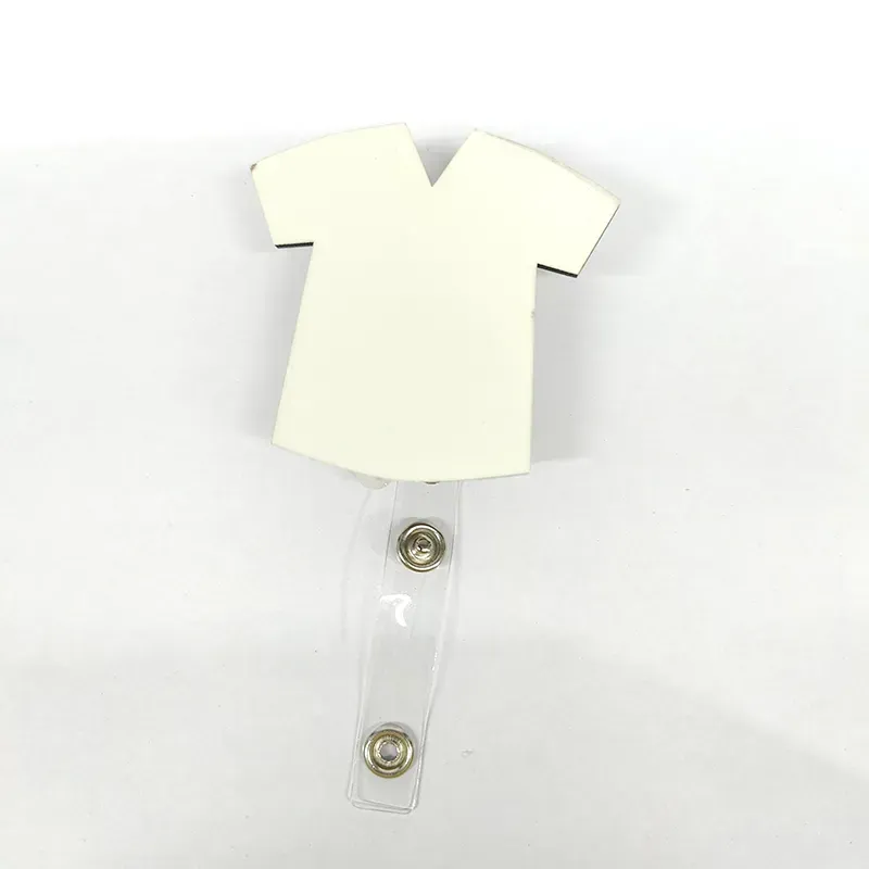 Sublimation Blank Retractable Lay-Flat Shirt Tag Card Badge Reels Holder Metal Clip MDF Hot Transfer Printing Badges Printing FY5529