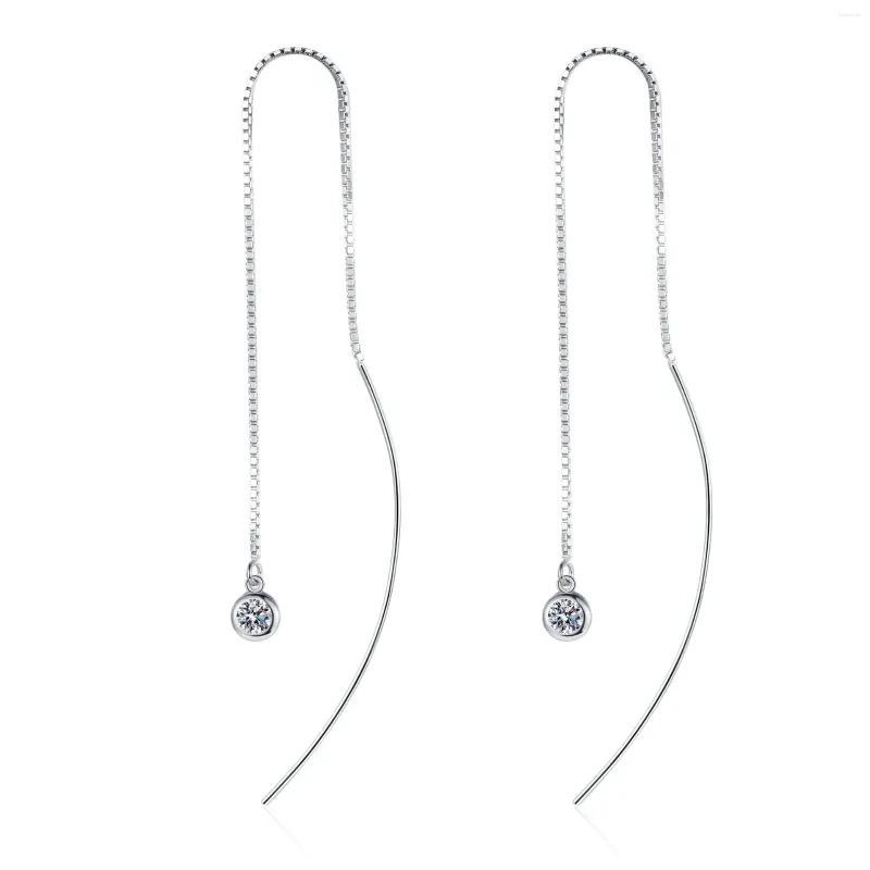 Brincos pendurados AZ516-E Lefei moda luxo na moda 0,2 ct moissanite clássico borla linha de orelha para mulheres 925 joias de festa de prata