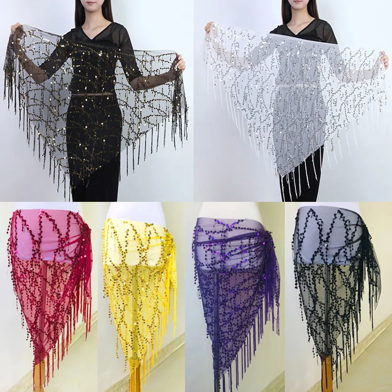 Lady's Belly Dance Sequins Triangle Hip Scarf With Tassel Black – Buy The Best Products In The Online Store