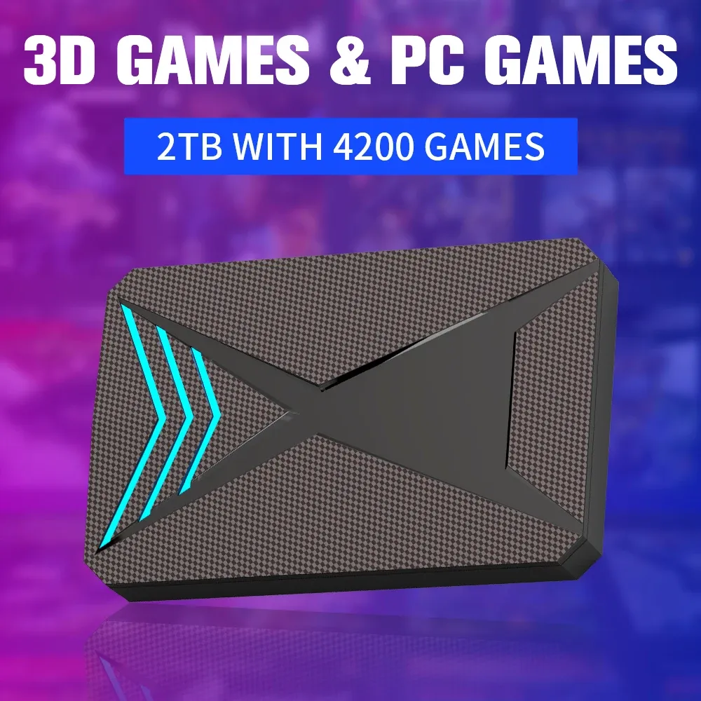 Launchbox 2TB External Game Hard Drive With 4200 3D Games For PS4/PS3/Switch/N64/WIIU/WII/PS1 Game Console HDD Hard Disk For PC