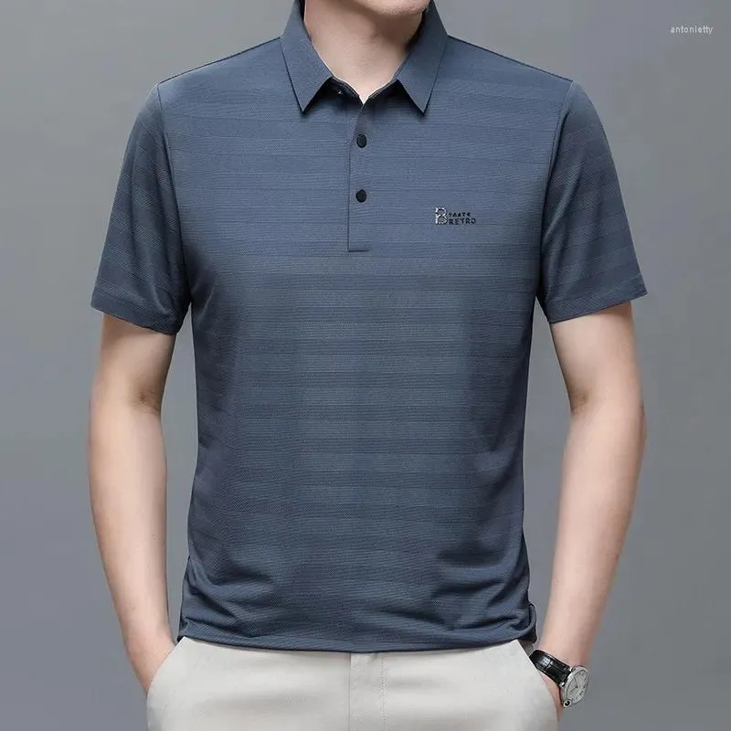 Men's Polos Summer Thin Short-Sleeved T-shirt Loose Lapels Polo Shirt Middle-Aged Clothing