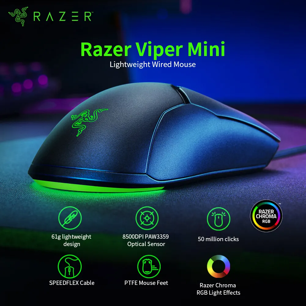 Razer Viper Mini mouse and mouse pad - 8500DPI Optical Razer Viper Mini mouse and mouse pad - 8500DPI Optical