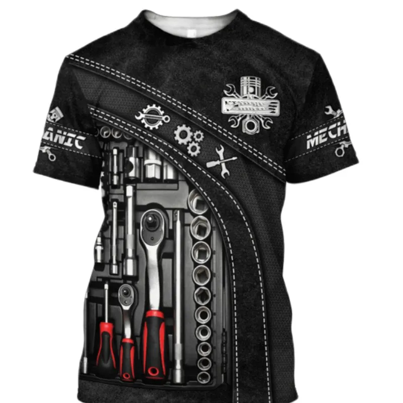 DHgate.com:Mens Vintage Custom-Name Mechanic 3D Print T