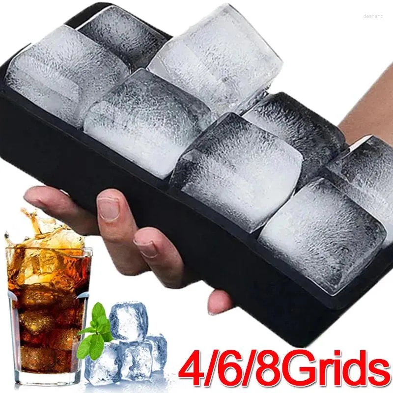Baking Moulds Food Grade Silicone Ice Block Mold Reusable Easy-Release Square Shape Molds DIY Kitchen Bar Whiskey Wine Blocks