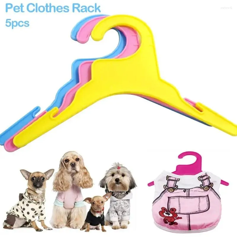 Dog Apparel 5Pcs Durable Color Random Plastic Stand Dress Hanger Pet Clothes Rack Costume