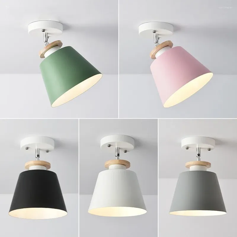 Plafondlampen Nordic Macaron E27 Lamp Modern Smeedijzeren Licht Hoek Verstelbaar Voor Gang Keuken Bar Restaurant Café
