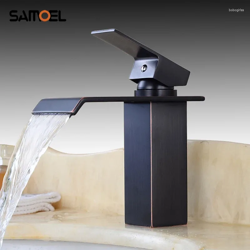 Bathroom Sink Faucets Samoel Black Bronze Basin Cold Water Mixer Taps Deck Mount Single Hole Brass Faucet B3326