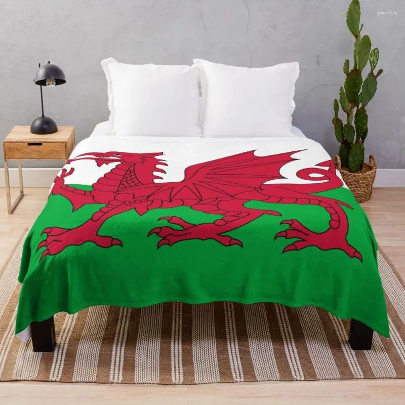 Couvertures Drapeau national du Pays de Galles - Fan gallois Feuille d'autocollants multiples Couverture à carreaux fins pour lit d'enfant