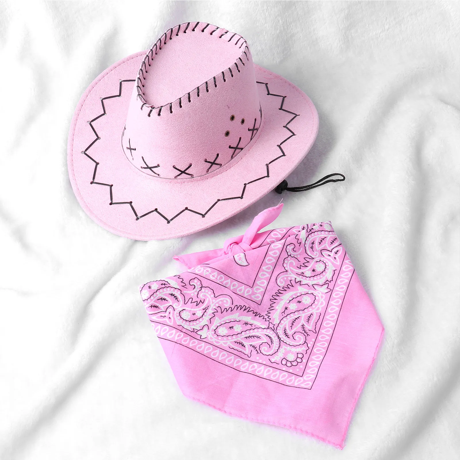 Kids Western Cowboy Hat and Head Scarf Set for Children Boys  display picture 2