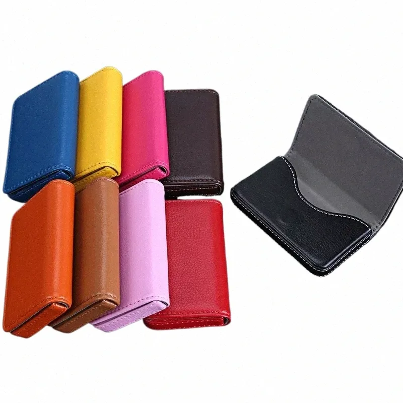 multicolor High-Grade PU Leather+stainl Steel Metal Card Box Magnetic Busin Card Holder Men/Women Credit Bank Card Case o4KF#