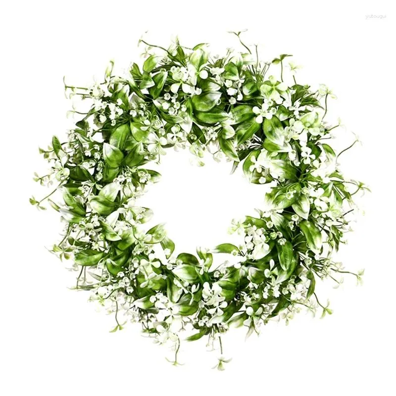 Decorative Flowers Realistic Babysbreath Leaves Around Circle Wreath For Thanksgiving Fall Home Decorations Party Supplies