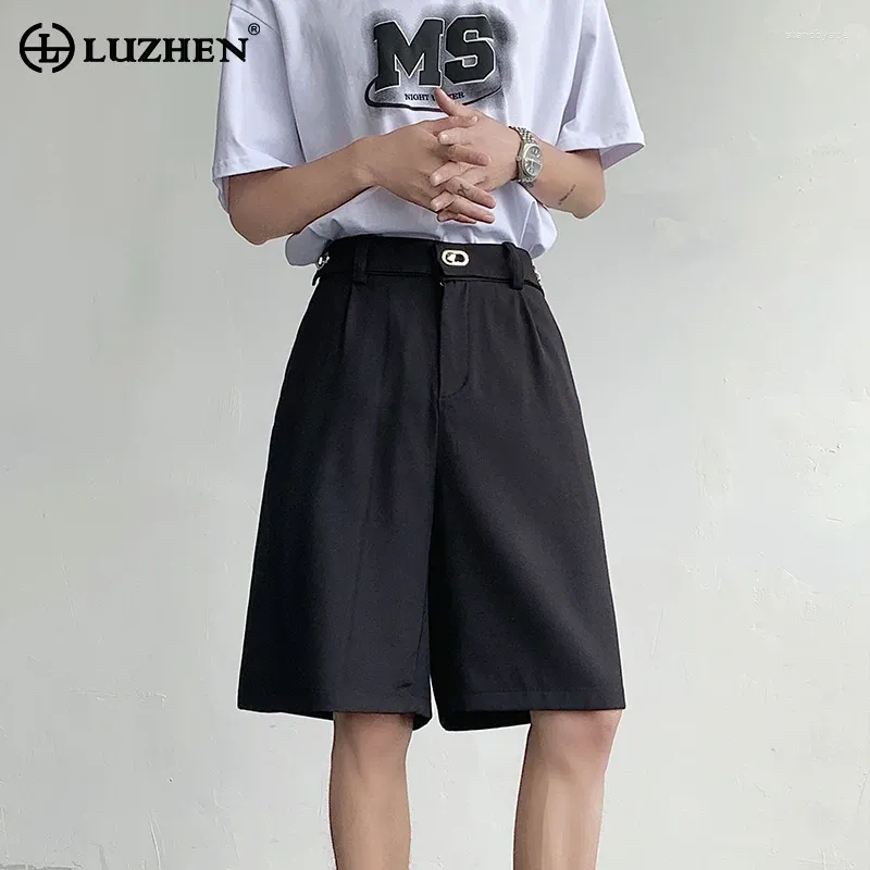 Men's Shorts LUZHEN 2024 Summer Fashion Elegant Solid Color Straight Men Original High Quality Stylish Male Five-pointed Pants LZ2079