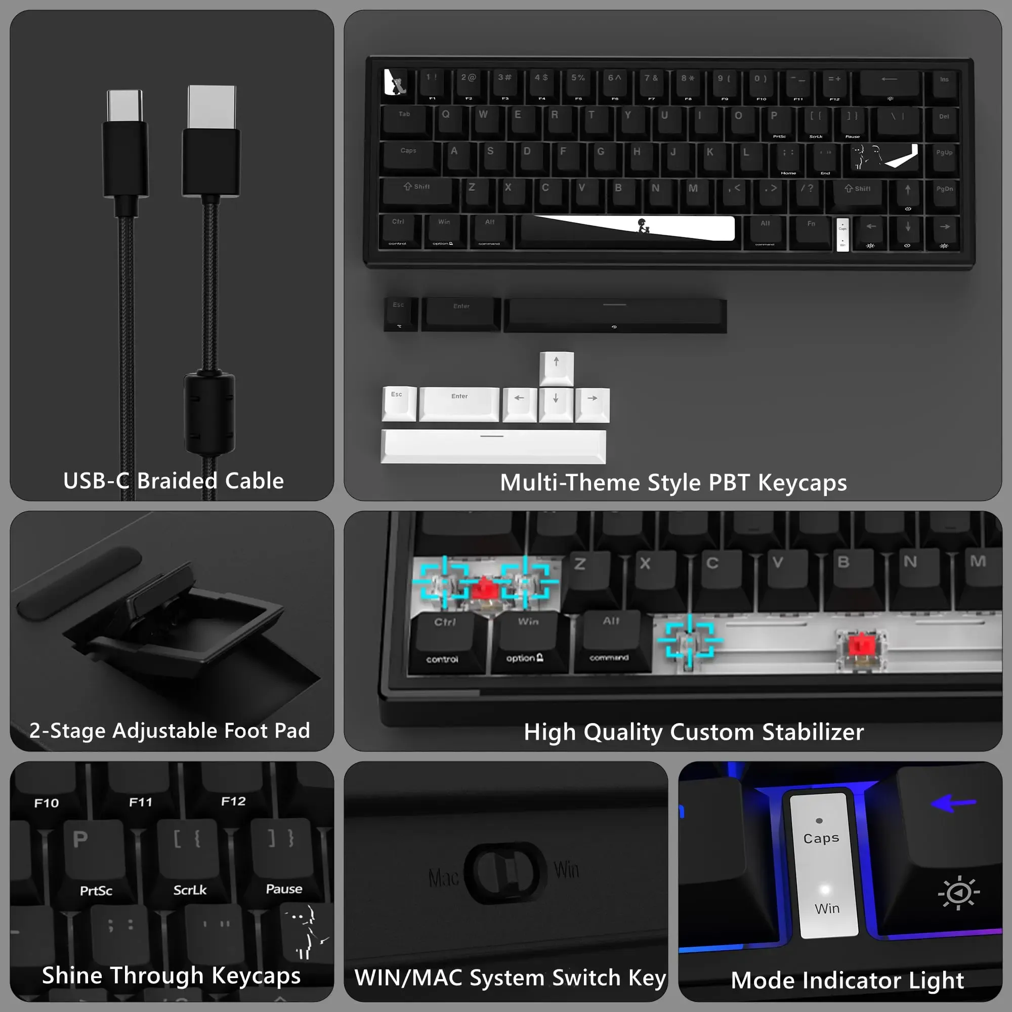 Mini Mechanical Keyboard 67 Keys Wired USB Gaming Keyboard with ...