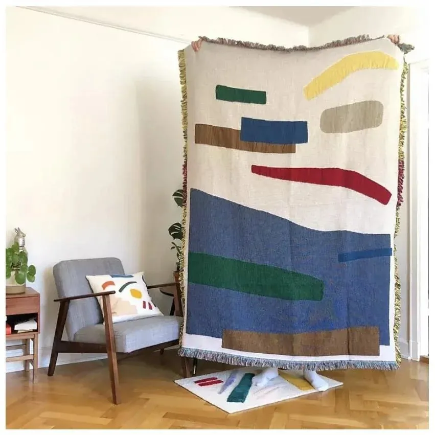 Têxtil cidade ins nota musical lazer cobertor decoração de casa tapeçaria abstrato nórdico minimalista geométrico criativo 130160 240325