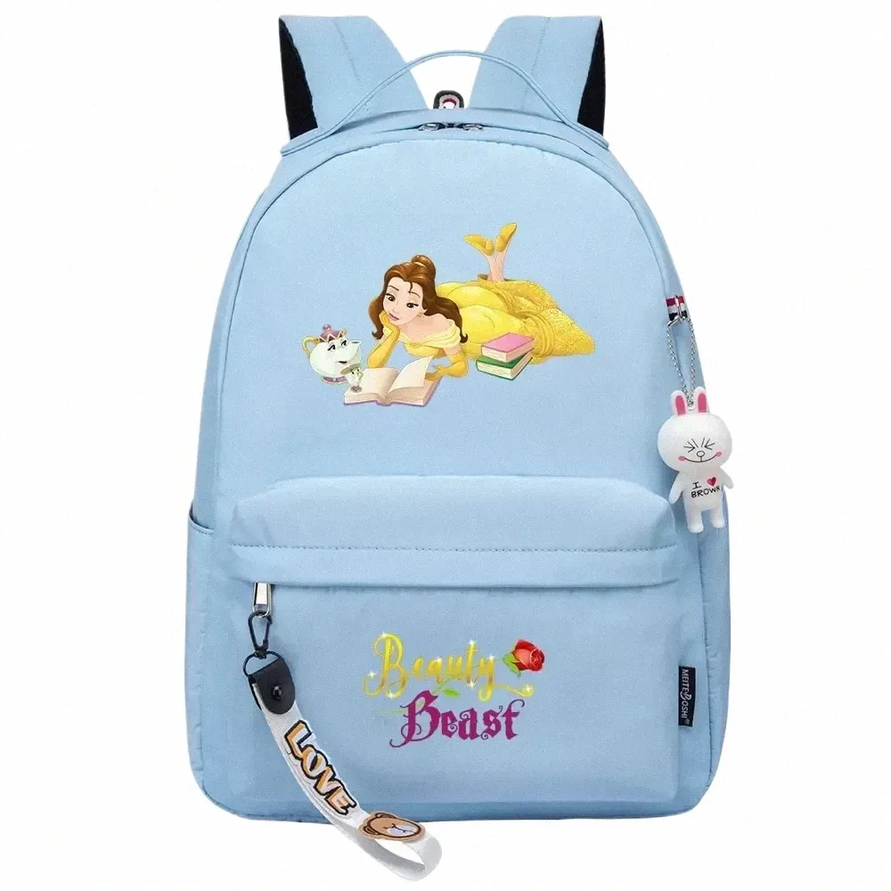 belle Princ Kawaii Boys Girls Kids School Book Bags Women Bagpack Teenagers Canvas Laptop Travel Backpack E2ut#