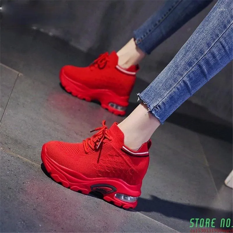 Casual Shoes Woman Ulzzang Fashion Platforme Sneakers klin dla kobiet 8,5 cm Wysokość Zwiększenie panie spacerującego w górę 2024