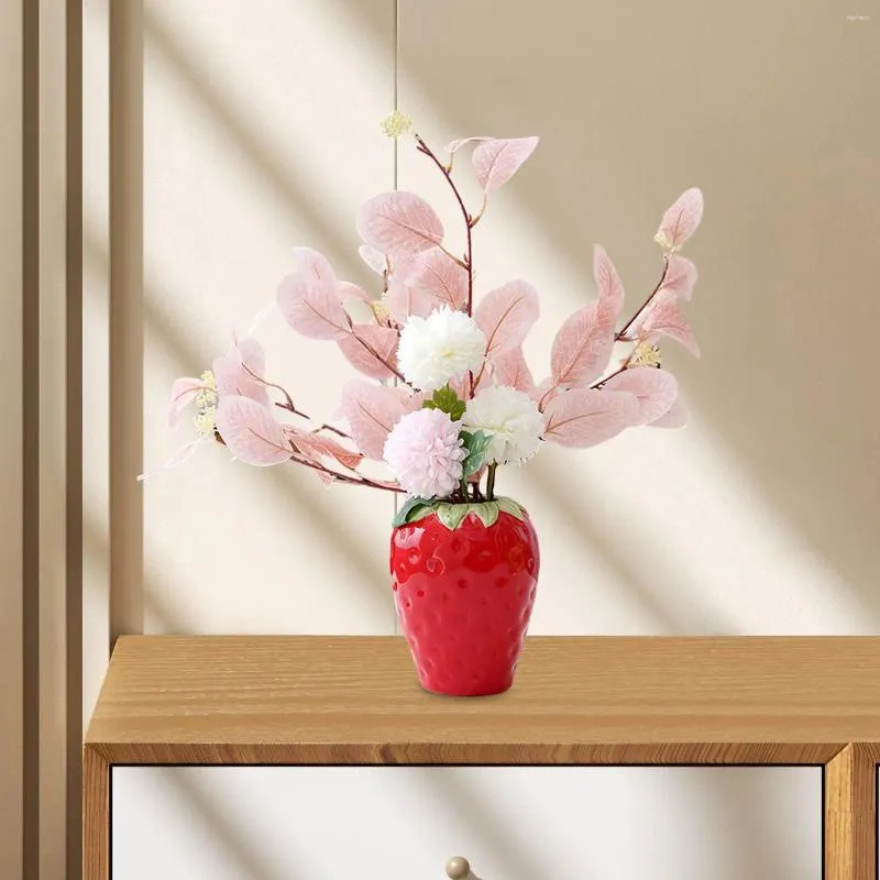 Vases Strawberry Ceramic Flower Vase Plant Pot Arrangement Desktop Ornament For Coffee Table Bedroom TV Cabinet Desk Office