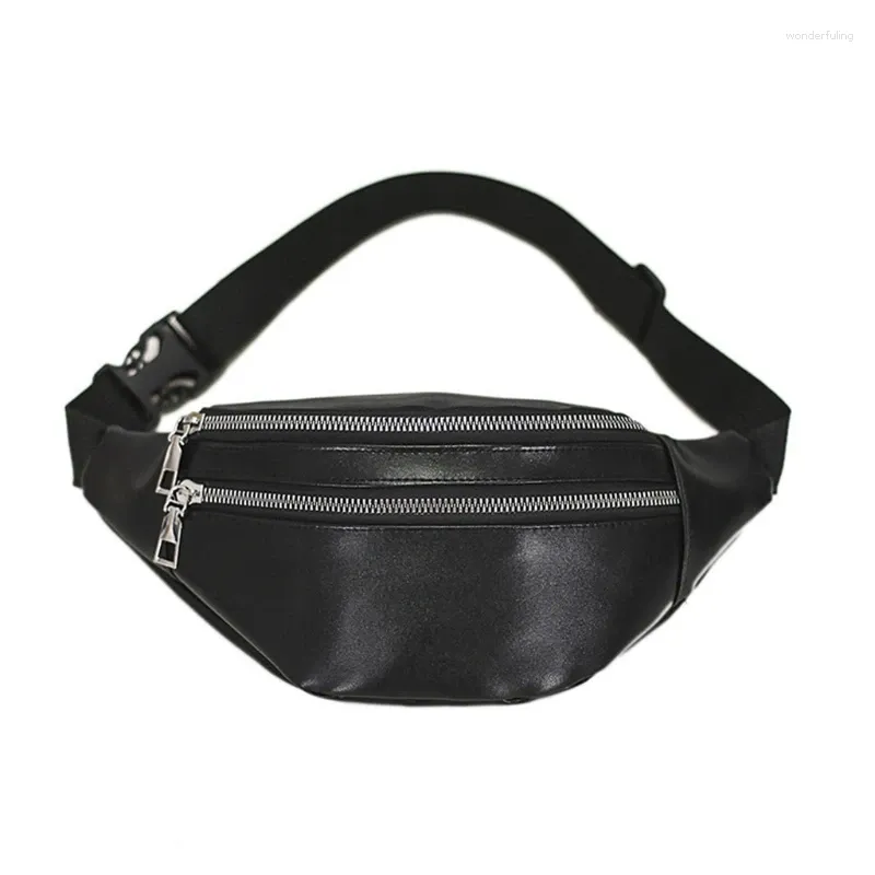 Sacos de cintura Fanny Packs Pack Bag com bolsos de zíper ajustável cinto de couro pu para homens mulheres moda viagem