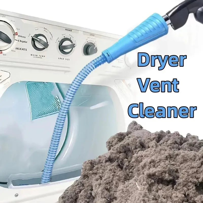 Dryer Vent Cleaner Kit 80cm, Flexible Vacuum Hose Attachment Lint Brush Blue Universal Fit Vacuum Cleaners Deep Lint Removal Dryer Vents Fire Preventi
