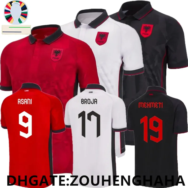 Albanien-Fußballtrikot BROJA ASANI DJIMSITI 2024 Euro Cup Islands Nationalmannschaft Heim-Auswärts-Fußballtrikot-Kit MEHMETI K.BARE ASLLANI UZUNI HYSAJ