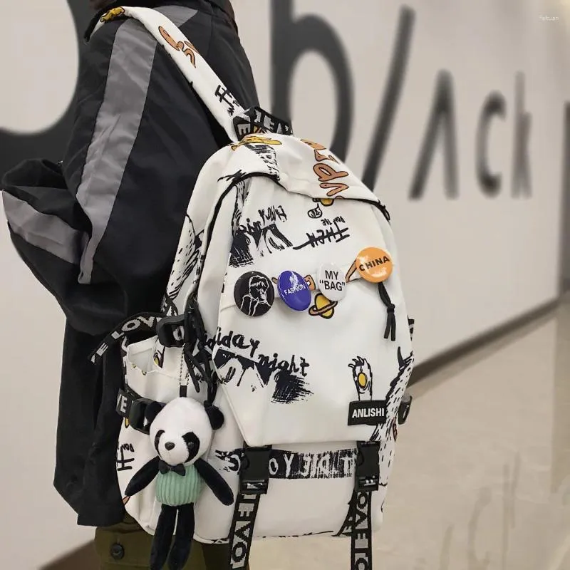 Рюкзак, крутой женский и мужской рюкзак с граффити, модный женский дорожный значок, сумка в стиле Харадзюку, женский и мужской, студент для девочек и мальчиков