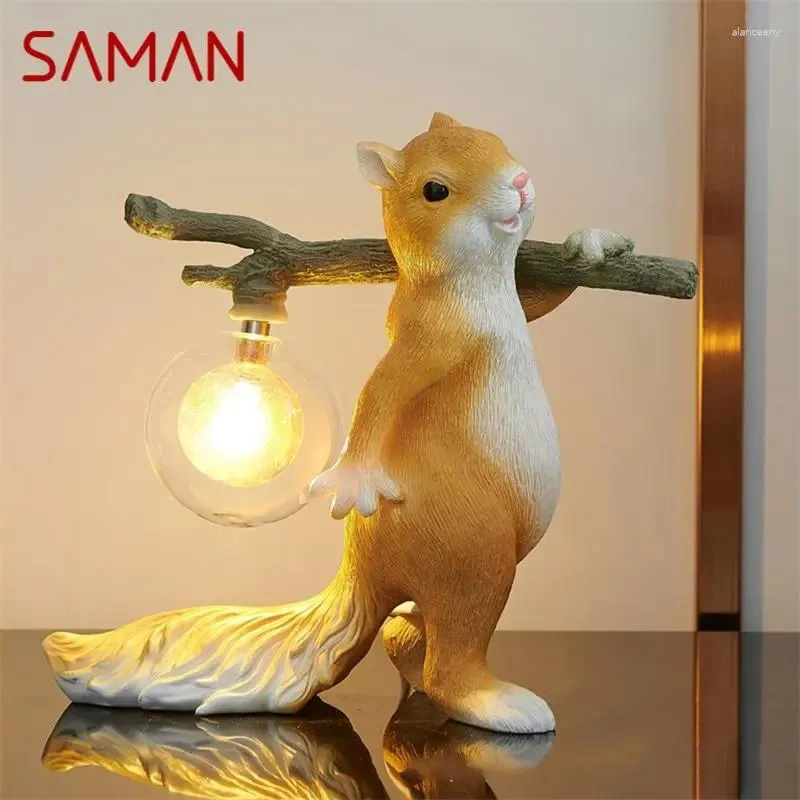 Настольные лампы SAMAN, скандинавская лампа, креативная белка, светодиодная декоративная лампа для дома, детей, небольшой настольный светильник