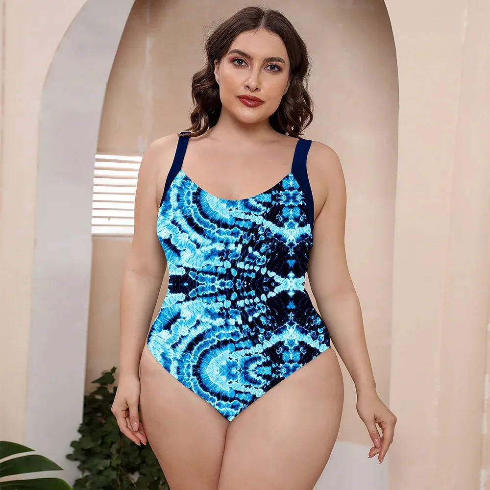 3xl 4xl 4xlプラスサイズビキニス女性サマーフローラルプリントブラジルの水着水着バックレスセクシーな入浴スーツ240322