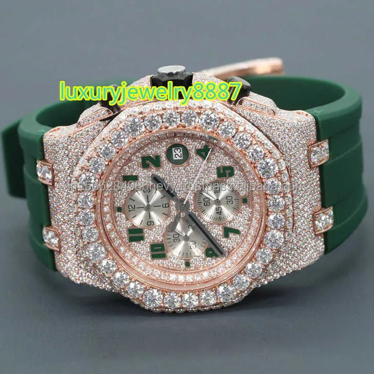 2023 힙합 최고 브랜드 럭셔리 시계 VVS Clarity Moissanite Studded Diamond Watch