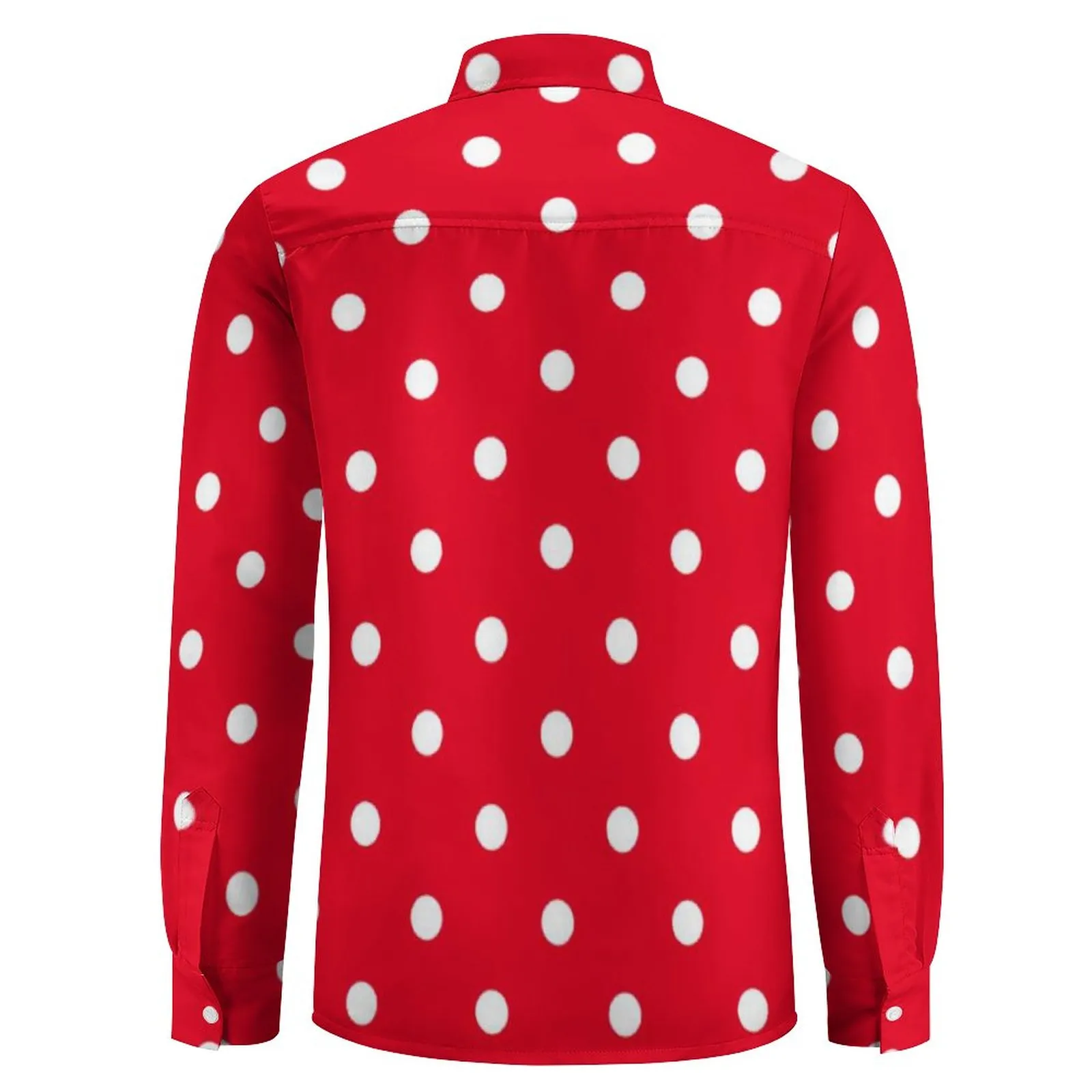 Men's Red Polka Dot Oversized Casual Shirt - Street Style Graphic