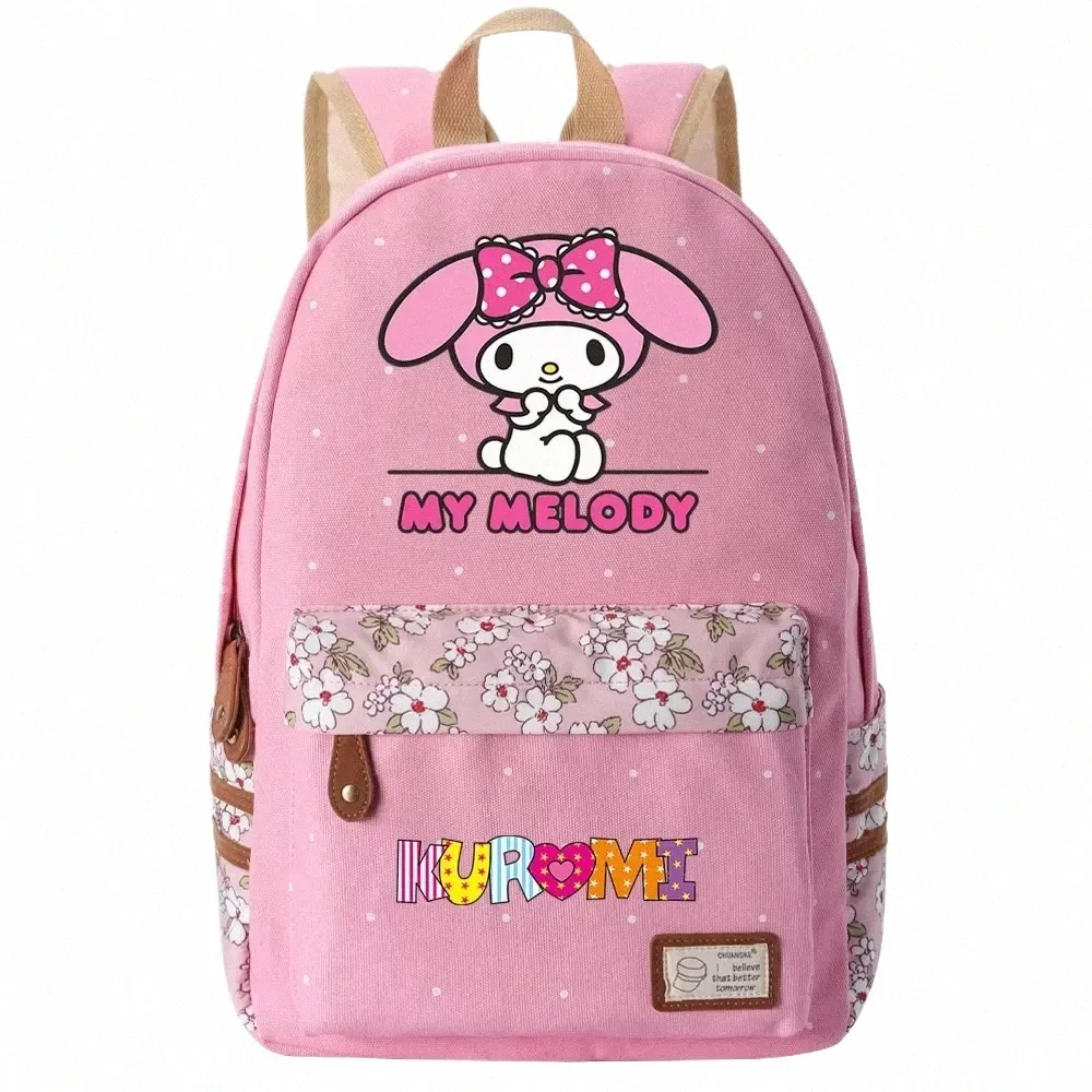 Nouveau Kuromi Melody Garçon Fille Enfants École Livre Sacs Femmes Bagpack Adolescents Cartables Toile Voyage Sac À Dos Pour Ordinateur Portable a2G4 #