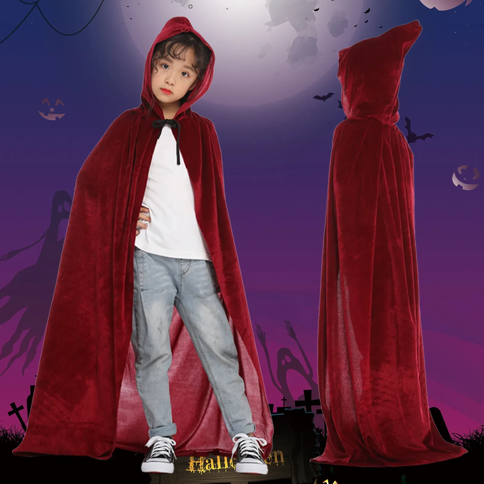 Cape De Sorcière À Capuche Pour Enfants : Cape De Costume De Cosplay  DHalloween Pour Garçons Et Filles 2 17 Ans Du 20,46 € | DHgate, image size:1600x1600